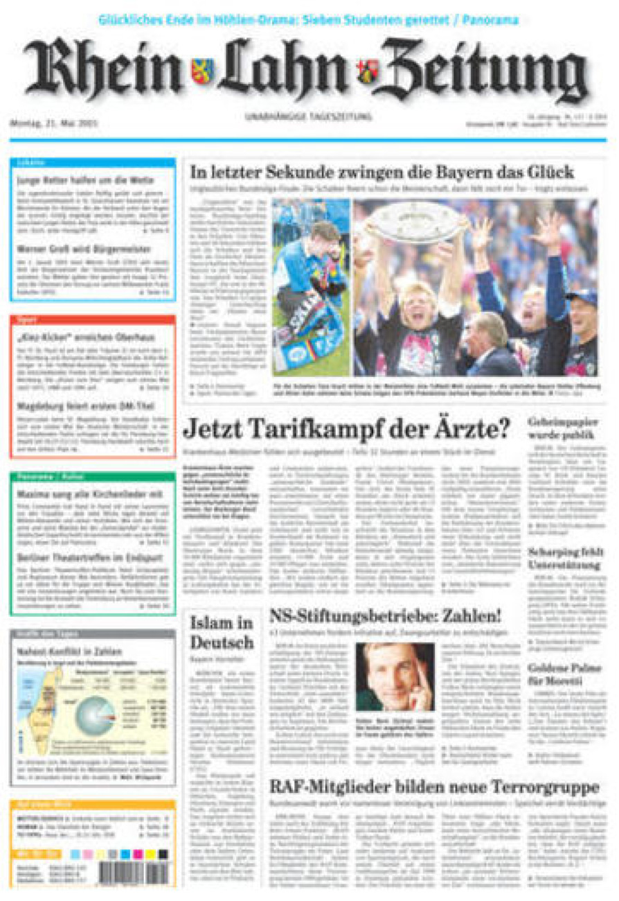 Rhein-Lahn-Zeitung vom Montag, 21.05.2001