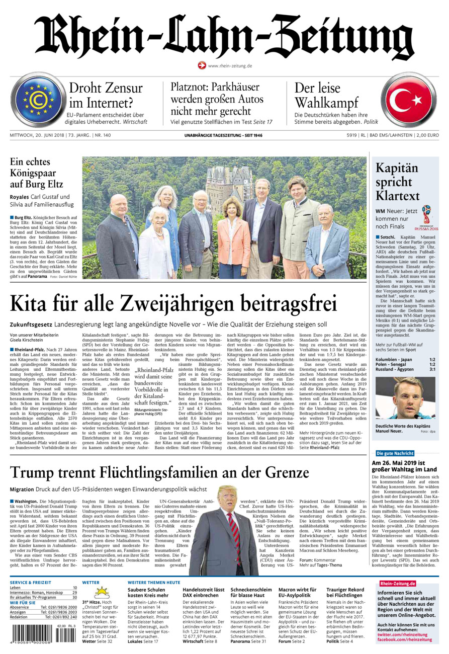Rhein-Lahn-Zeitung vom Mittwoch, 20.06.2018