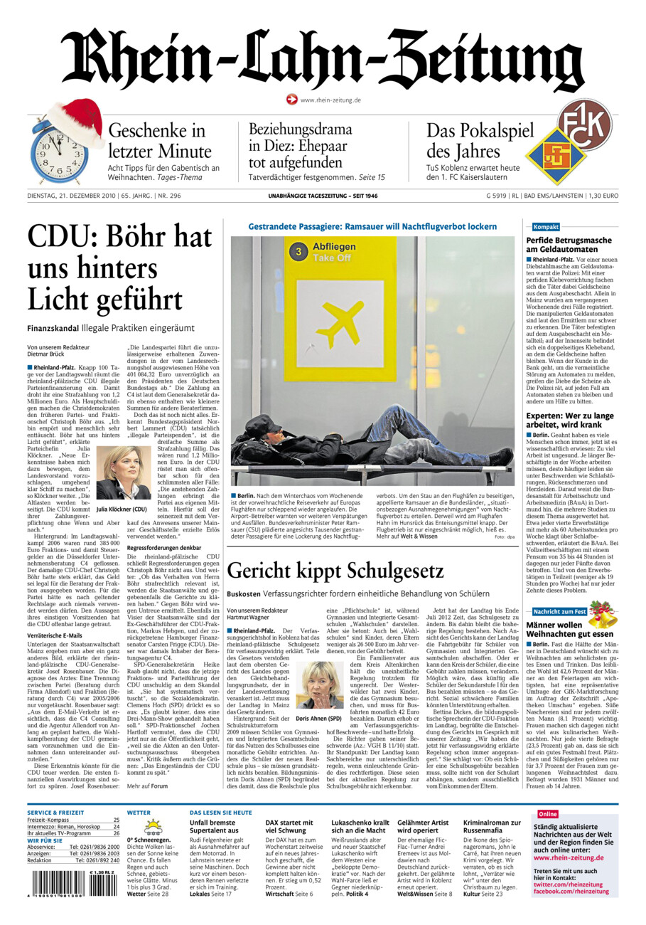 Rhein-Lahn-Zeitung vom Dienstag, 21.12.2010