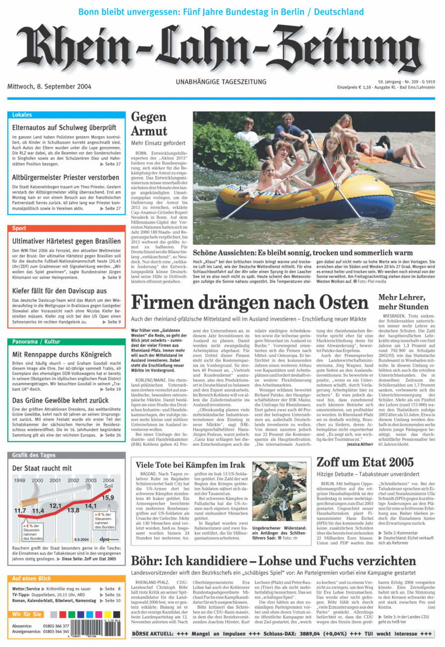 Rhein-Lahn-Zeitung vom Mittwoch, 08.09.2004