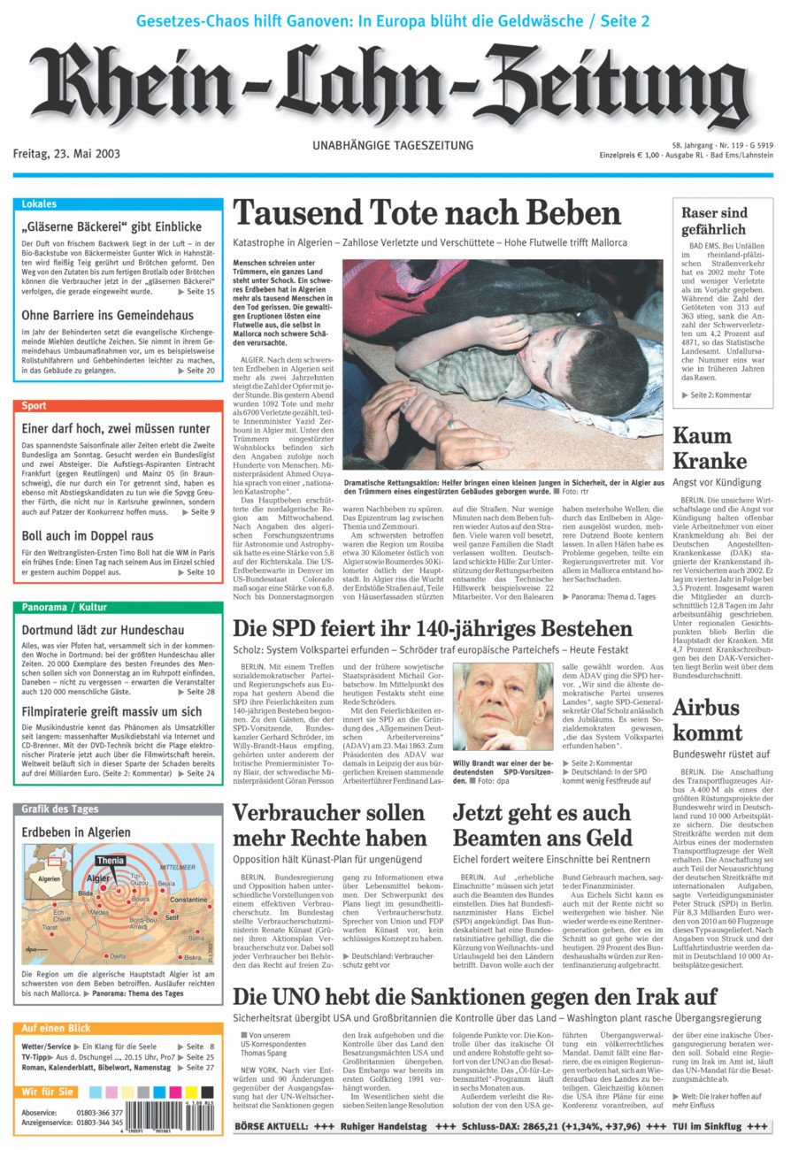 Rhein-Lahn-Zeitung vom Freitag, 23.05.2003