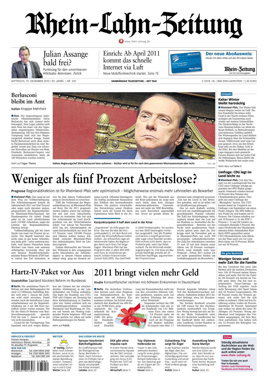 Rhein-Lahn-Zeitung vom Mittwoch, 15.12.2010