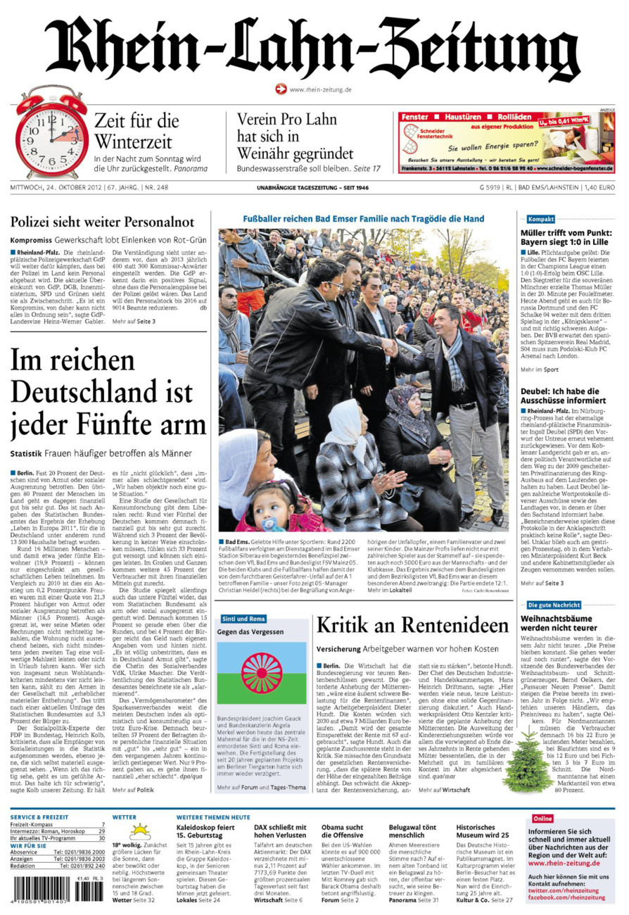 Rhein-Lahn-Zeitung vom Mittwoch, 24.10.2012