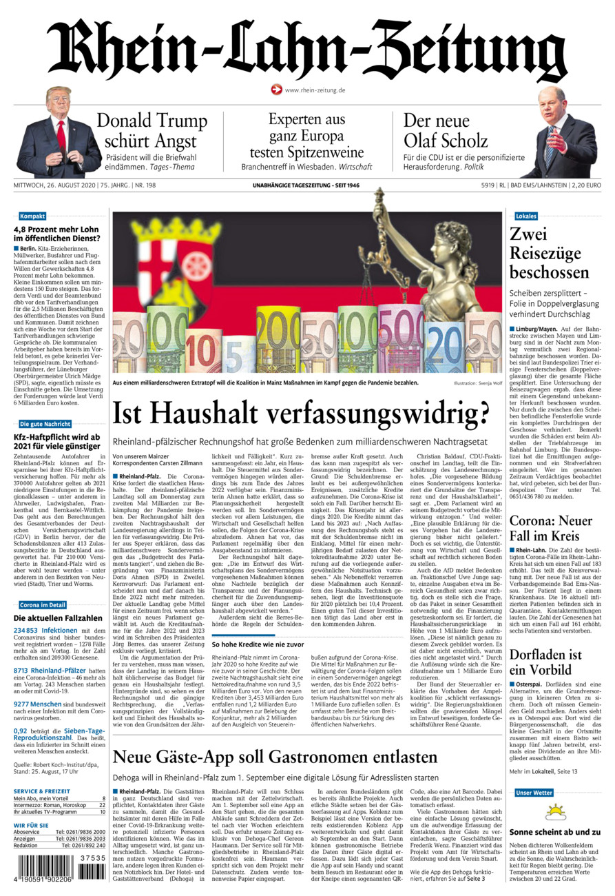 Rhein-Lahn-Zeitung vom Mittwoch, 26.08.2020