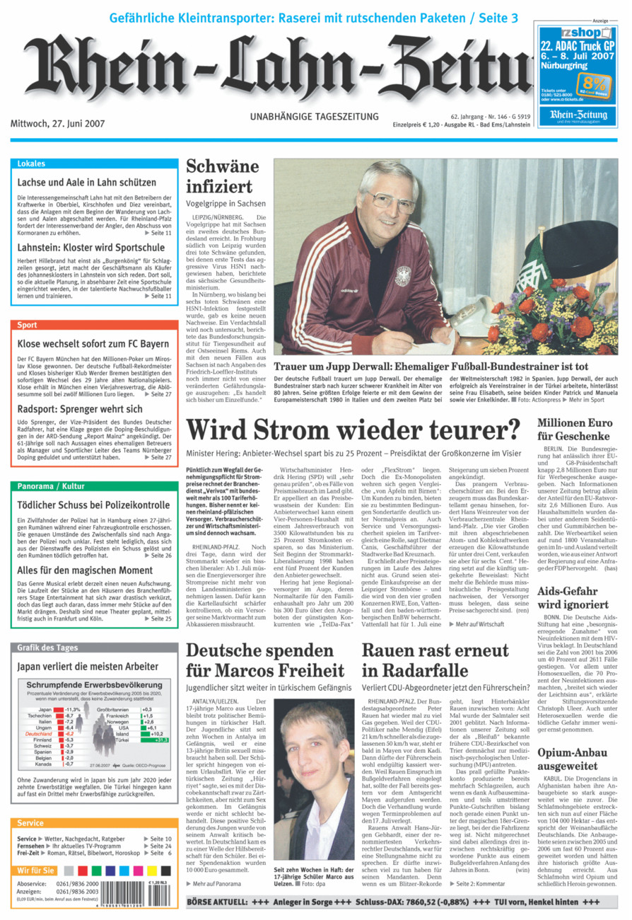 Rhein-Lahn-Zeitung vom Mittwoch, 27.06.2007