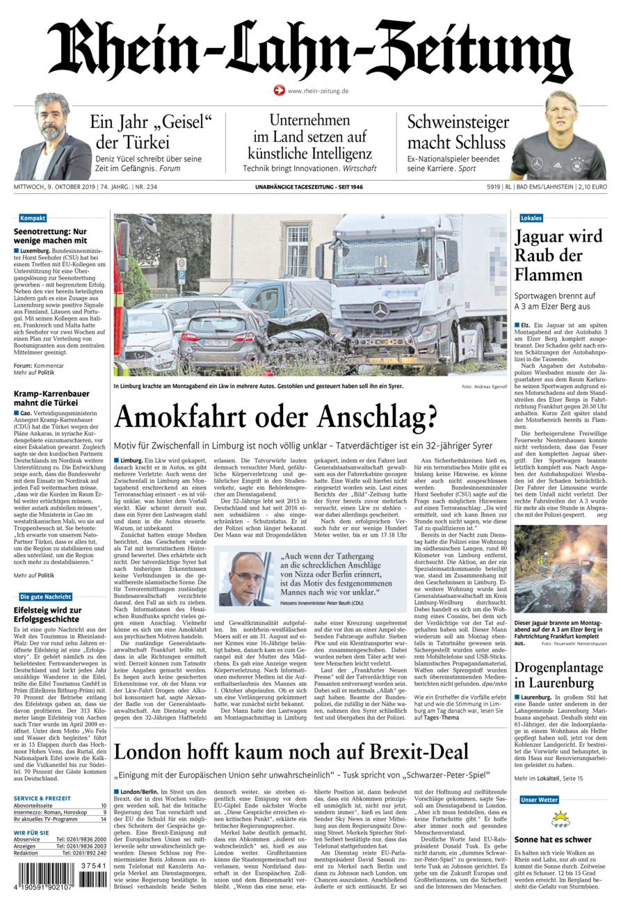 Rhein-Lahn-Zeitung vom Mittwoch, 09.10.2019