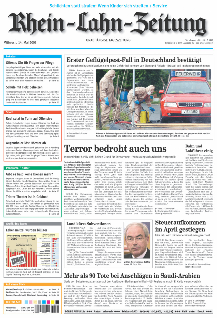 Rhein-Lahn-Zeitung vom Mittwoch, 14.05.2003