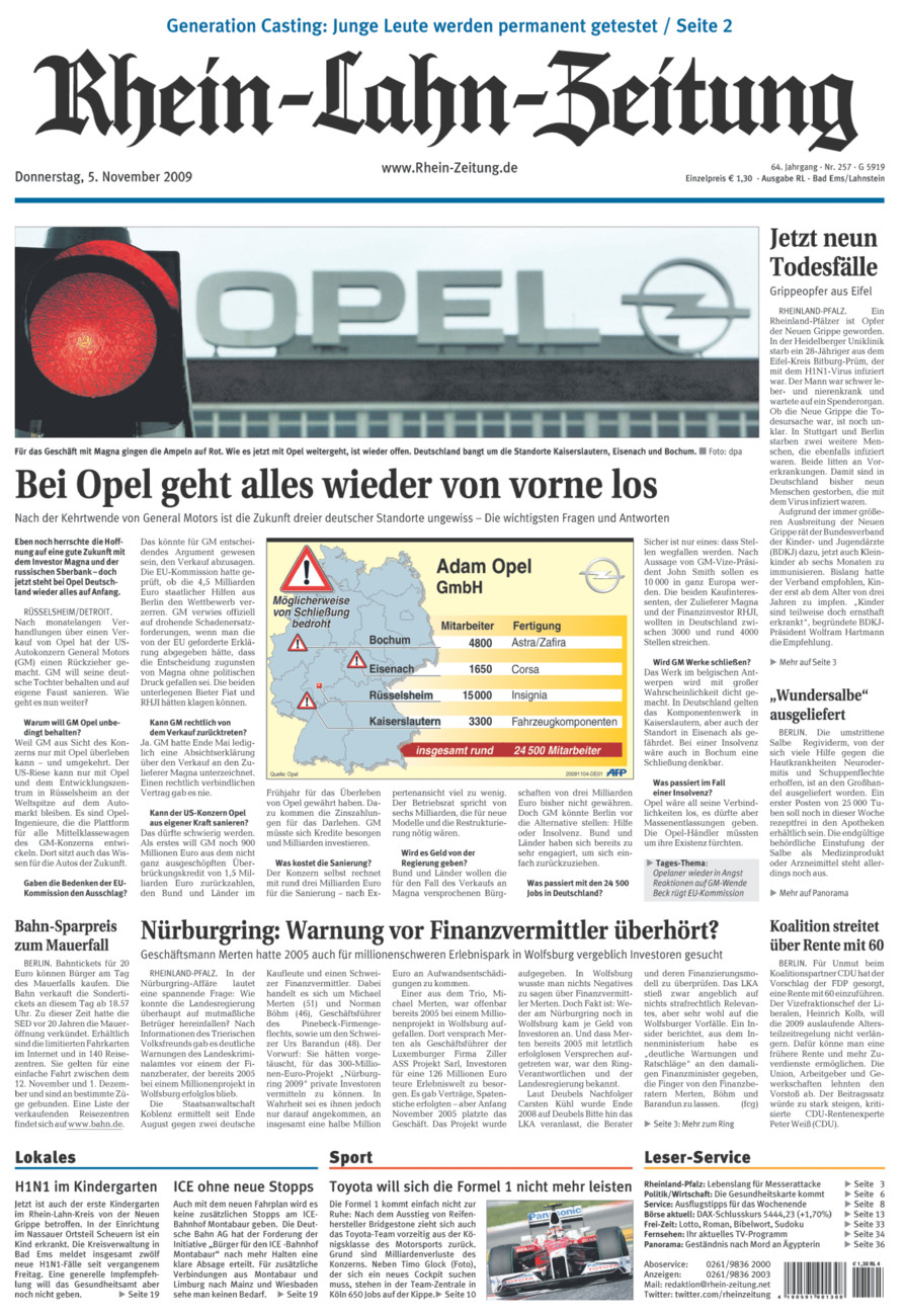 Rhein-Lahn-Zeitung vom Donnerstag, 05.11.2009