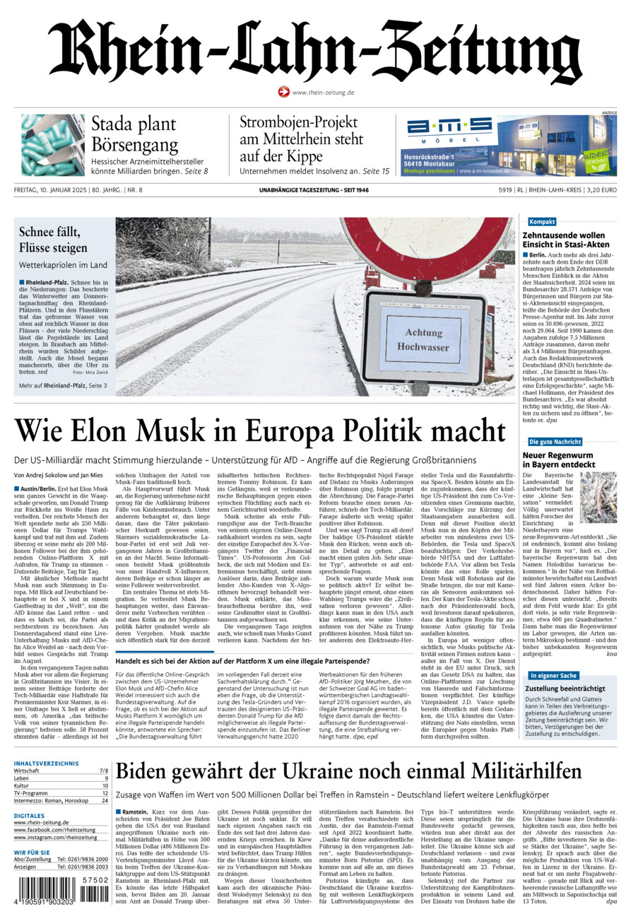 Rhein-Lahn-Zeitung vom Freitag, 10.01.2025