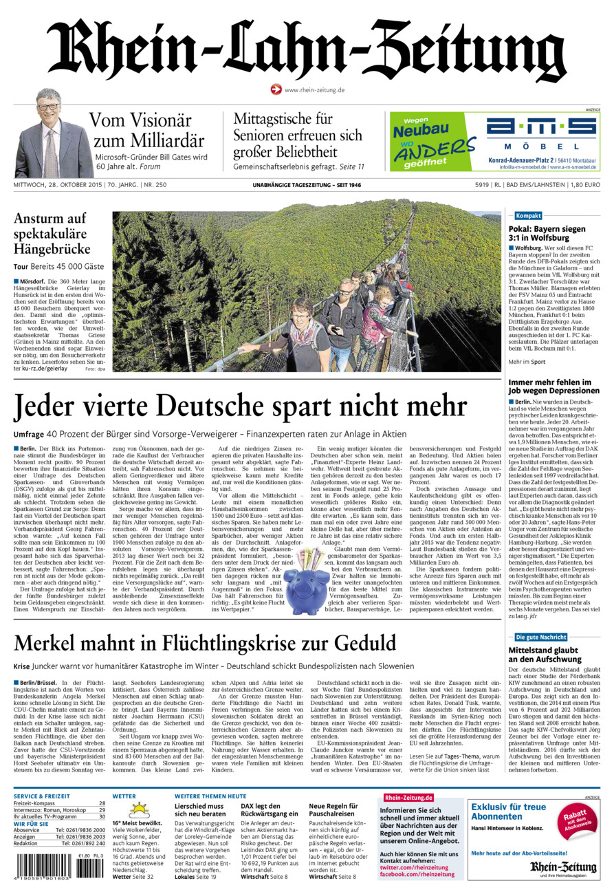 Rhein-Lahn-Zeitung vom Mittwoch, 28.10.2015