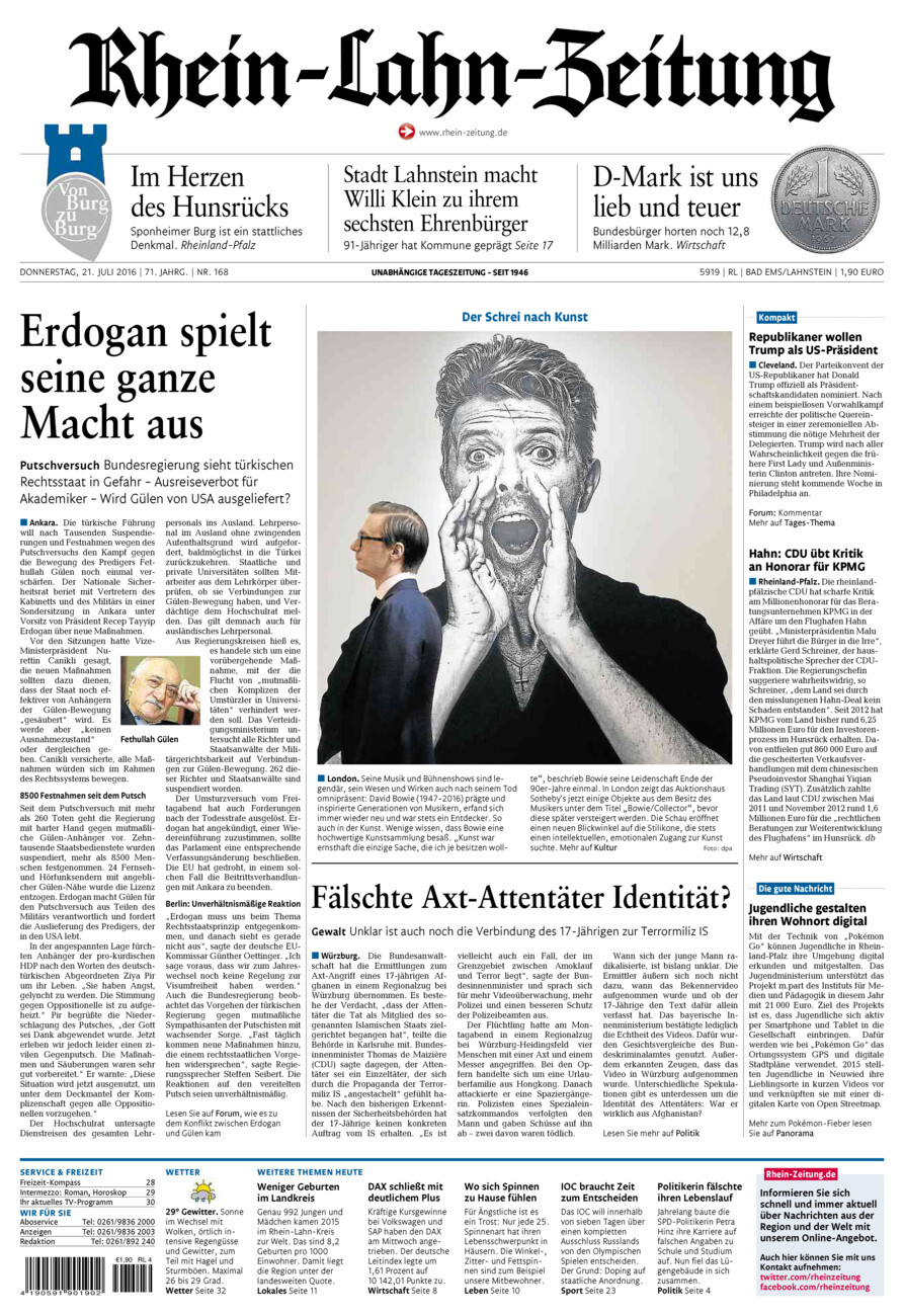 Rhein-Lahn-Zeitung vom Donnerstag, 21.07.2016