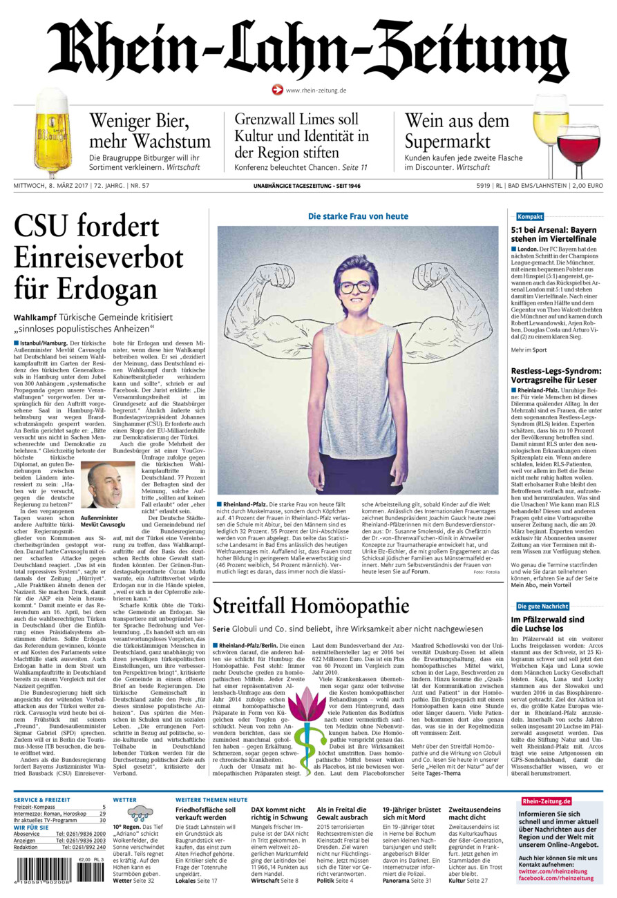 Rhein-Lahn-Zeitung vom Mittwoch, 08.03.2017