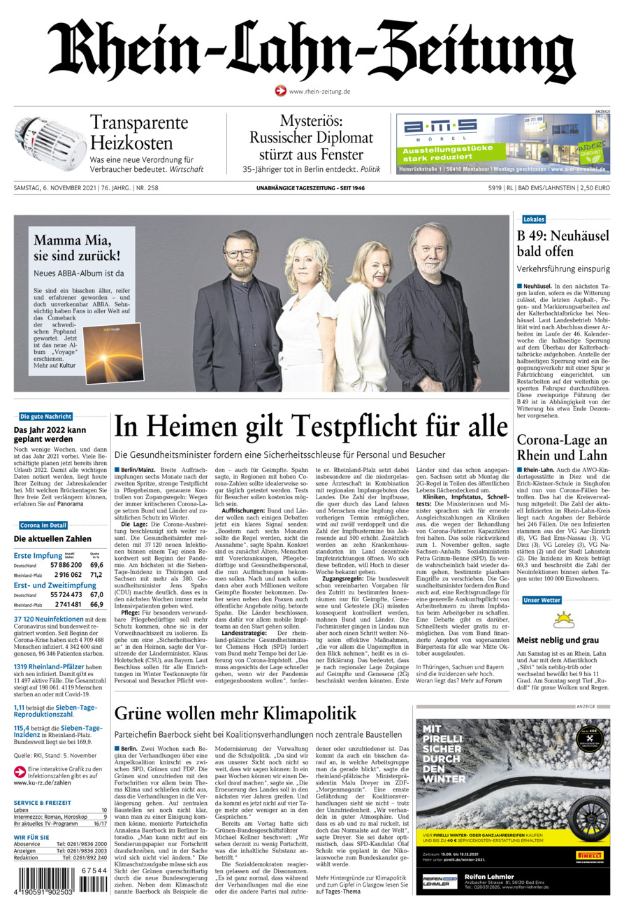 Rhein-Lahn-Zeitung vom Samstag, 06.11.2021