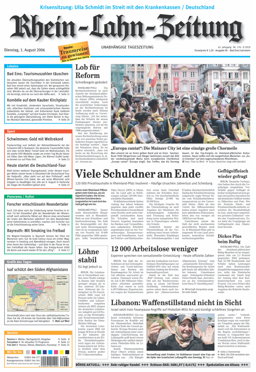 Rhein-Lahn-Zeitung vom Dienstag, 01.08.2006