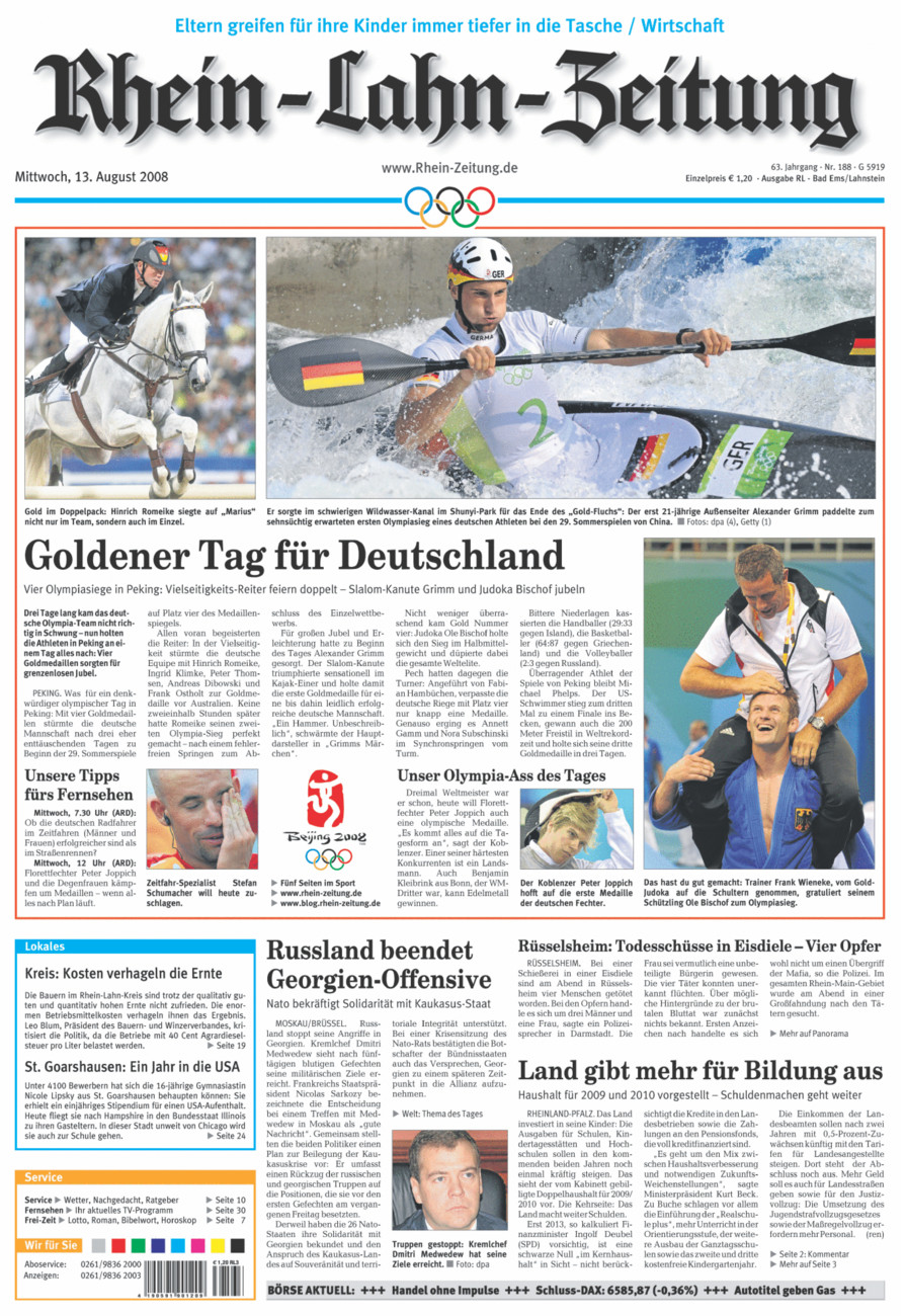 Rhein-Lahn-Zeitung vom Mittwoch, 13.08.2008