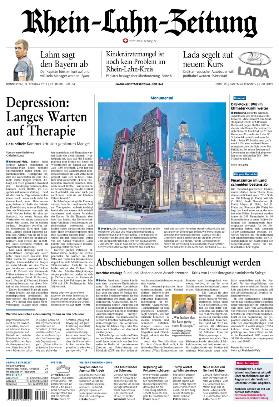 Rhein-Lahn-Zeitung vom Donnerstag, 09.02.2017