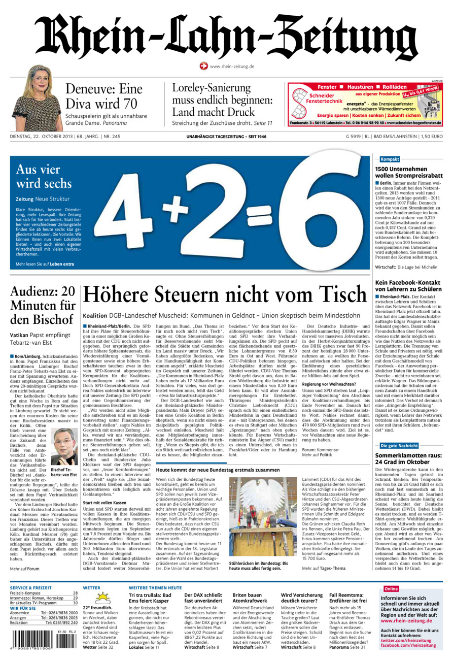 Rhein-Lahn-Zeitung vom Dienstag, 22.10.2013