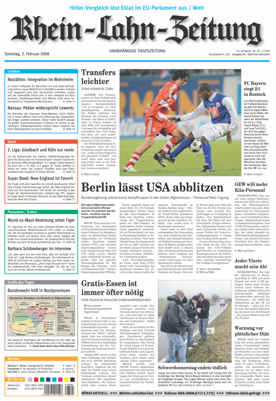 Rhein-Lahn-Zeitung vom Samstag, 02.02.2008