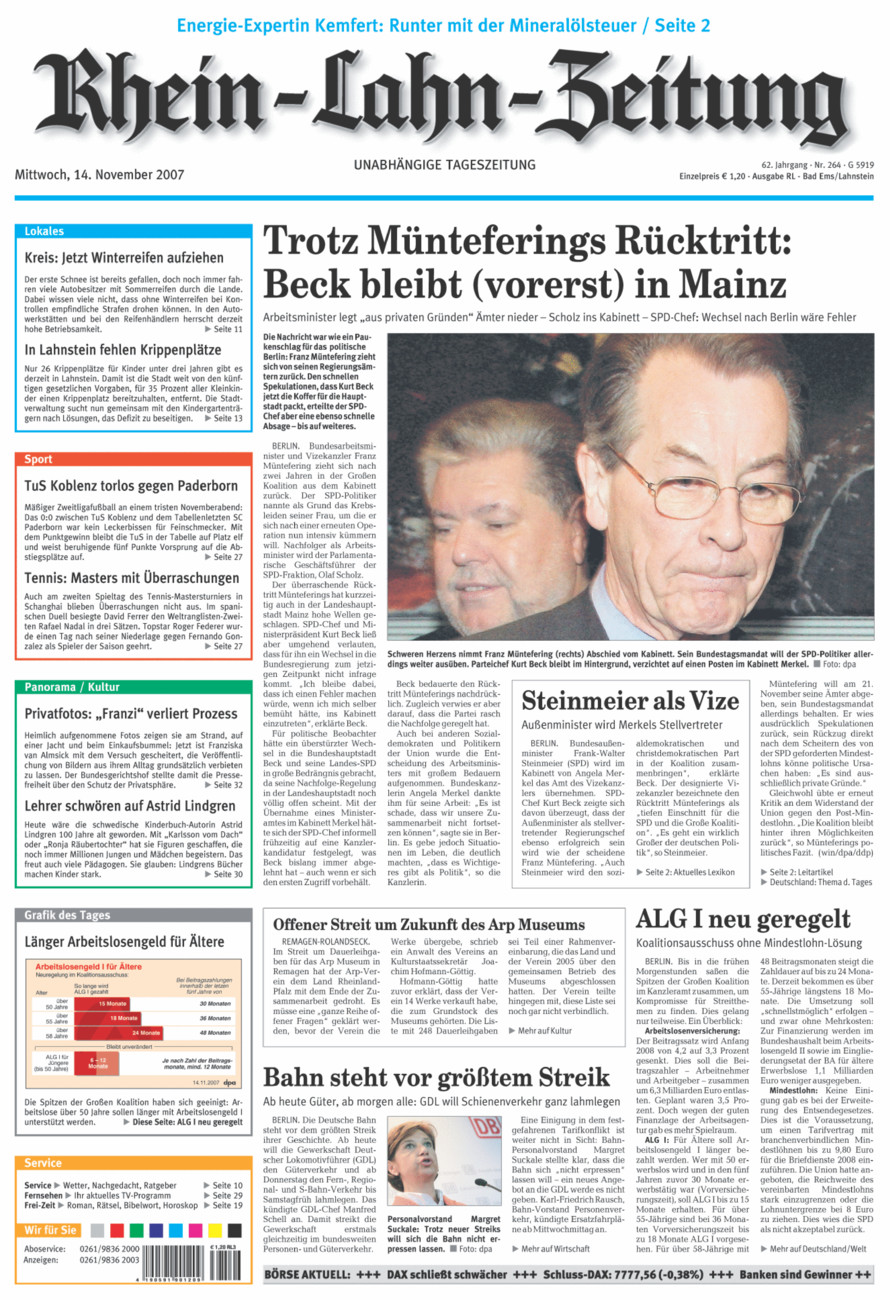 Rhein-Lahn-Zeitung vom Mittwoch, 14.11.2007