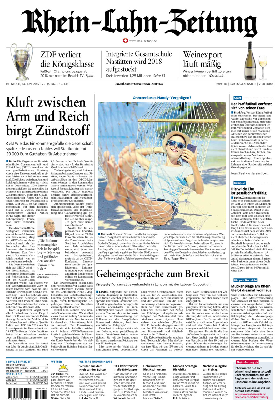 Rhein-Lahn-Zeitung vom Mittwoch, 14.06.2017