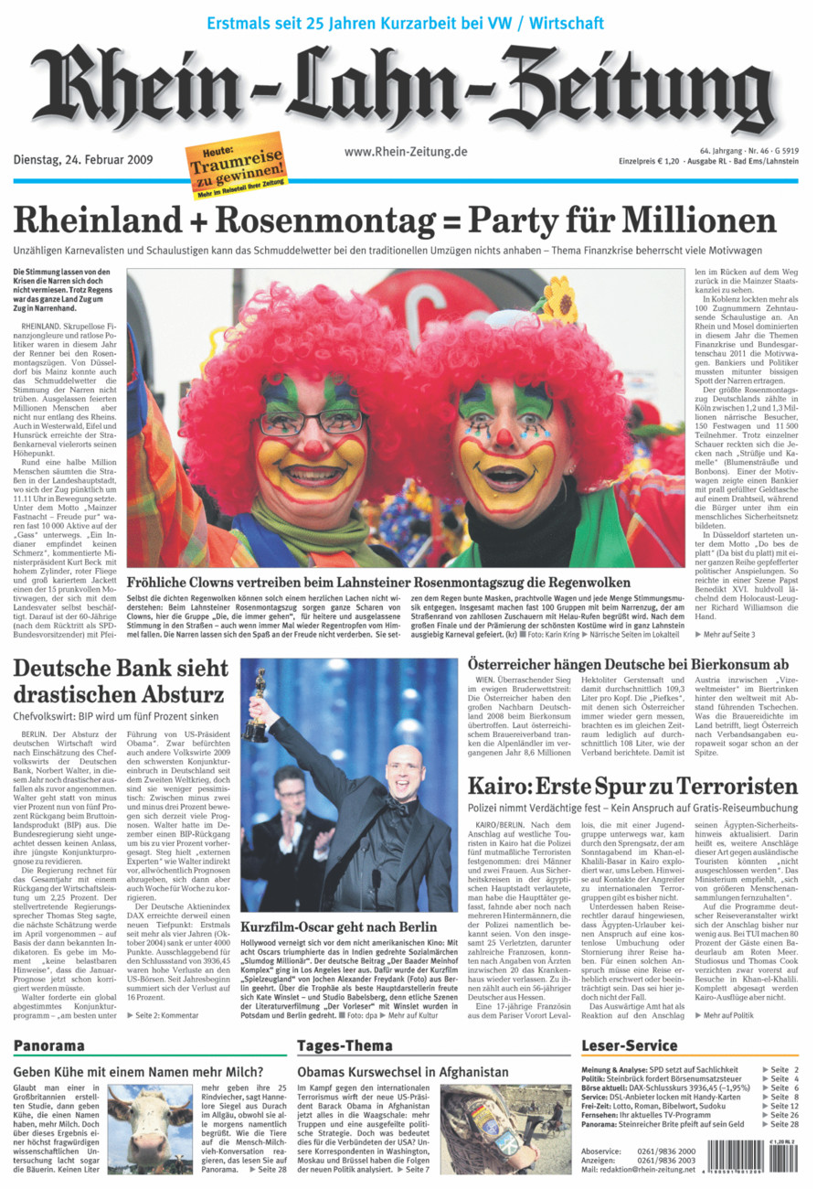 Rhein-Lahn-Zeitung vom Dienstag, 24.02.2009