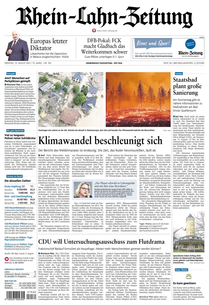 Rhein-Lahn-Zeitung vom Dienstag, 10.08.2021