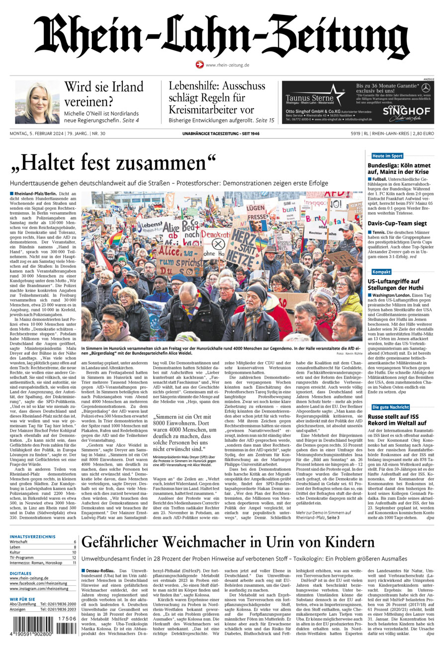Rhein-Lahn-Zeitung vom Montag, 05.02.2024