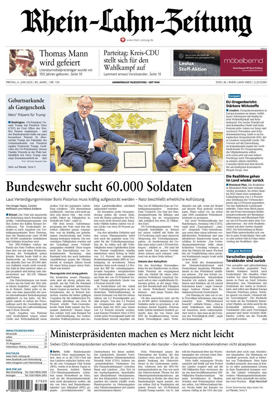Rhein-Lahn-Zeitung vom Freitag, 06.06.2025