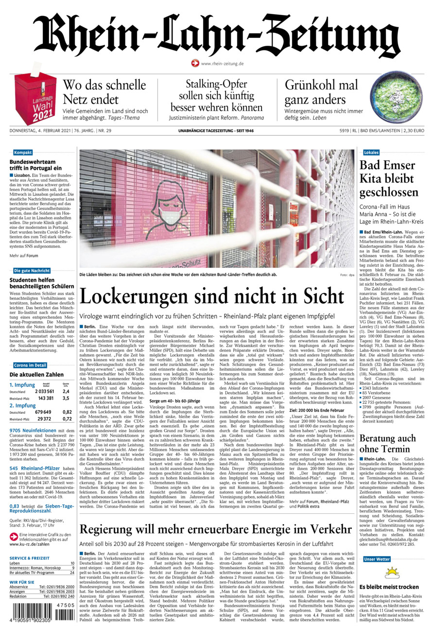 Rhein-Lahn-Zeitung vom Donnerstag, 04.02.2021