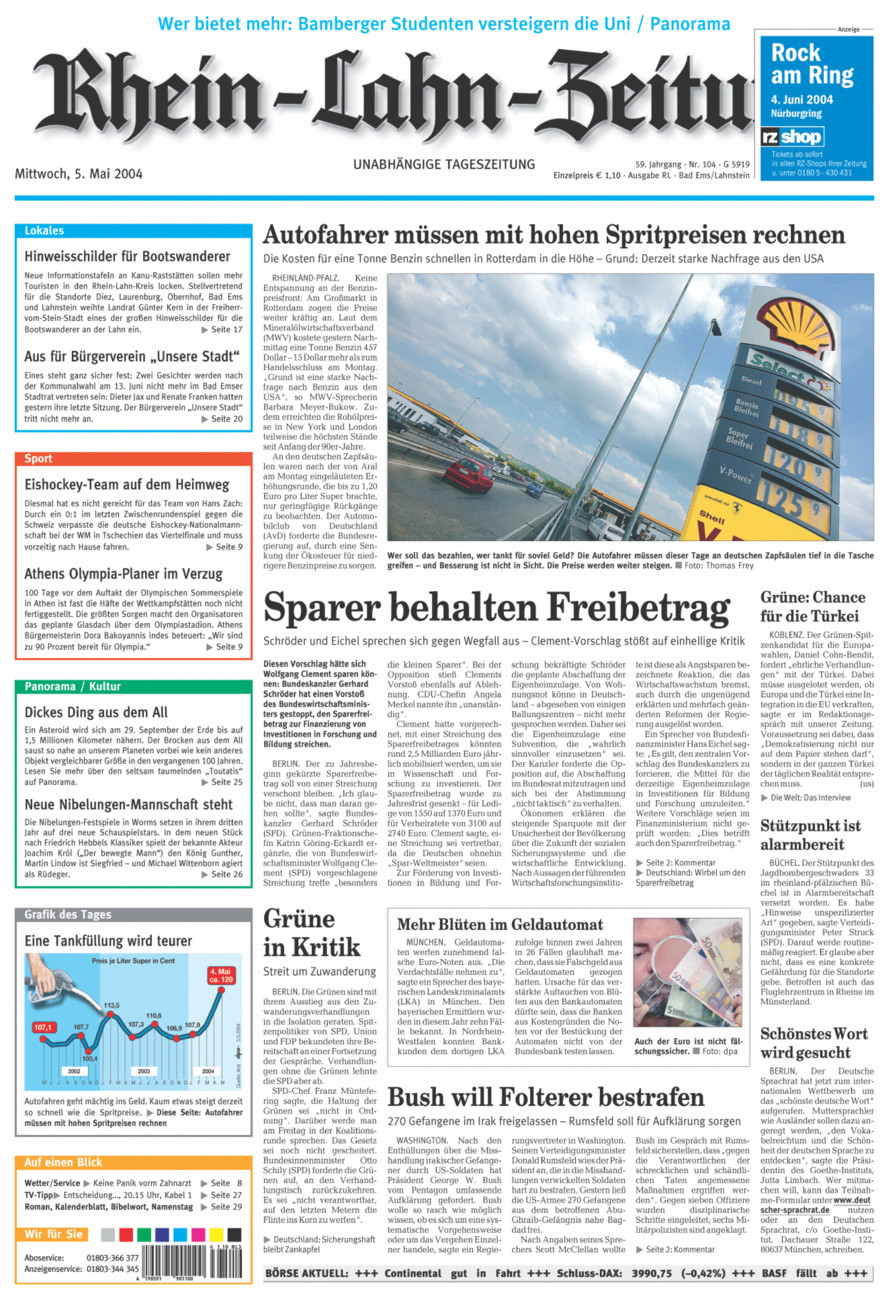 Rhein-Lahn-Zeitung vom Mittwoch, 05.05.2004