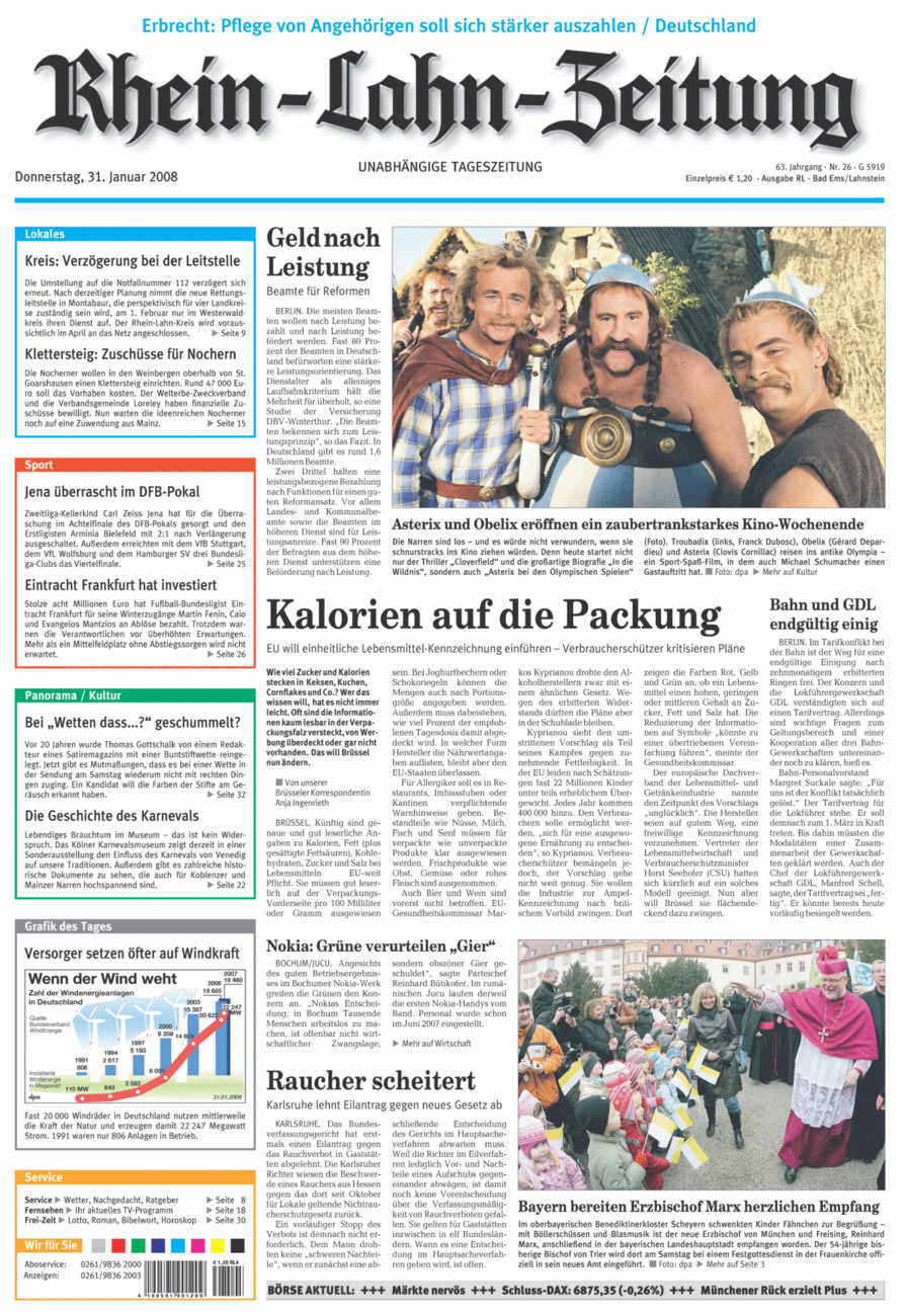 Rhein-Lahn-Zeitung vom Donnerstag, 31.01.2008