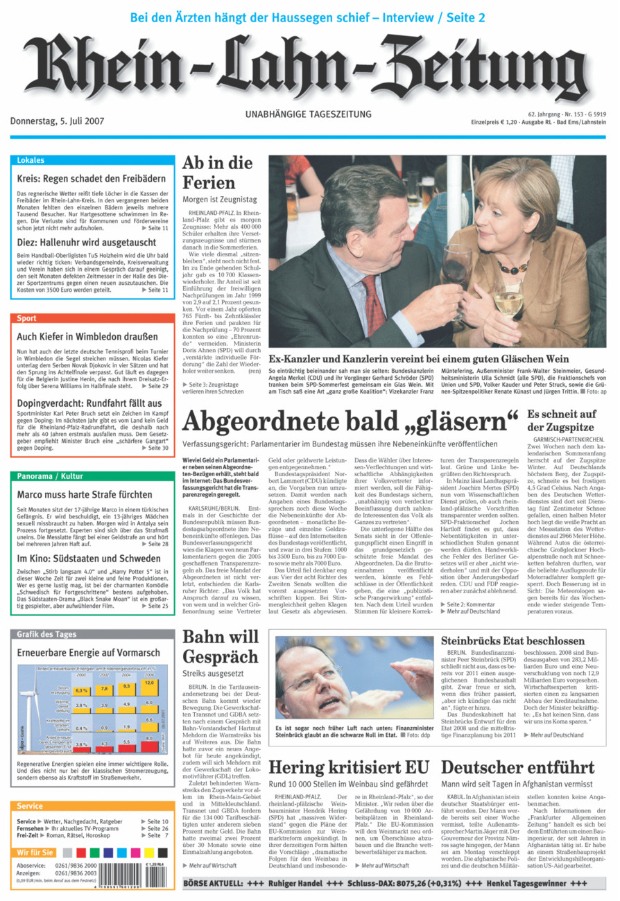 Rhein-Lahn-Zeitung vom Donnerstag, 05.07.2007