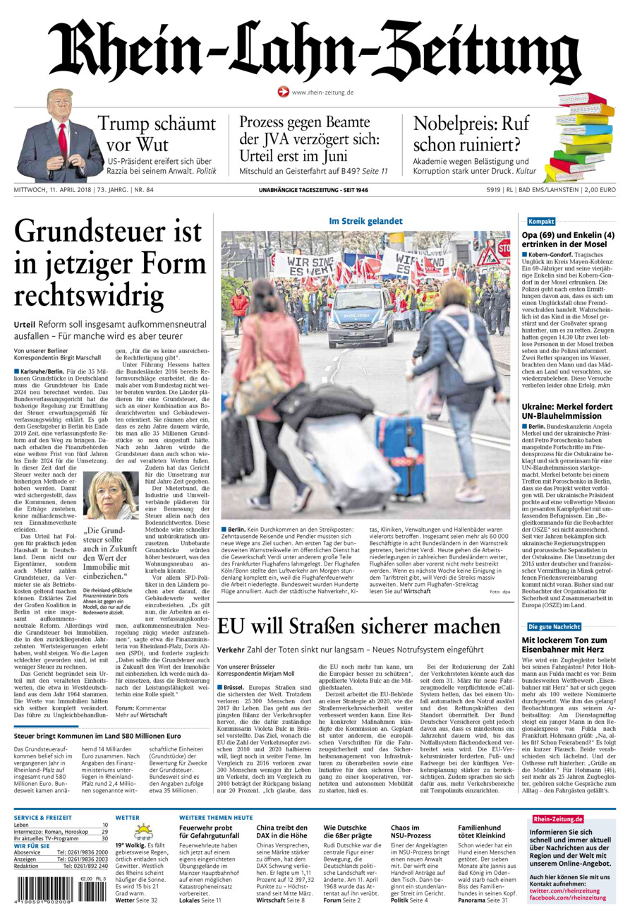 Rhein-Lahn-Zeitung vom Mittwoch, 11.04.2018
