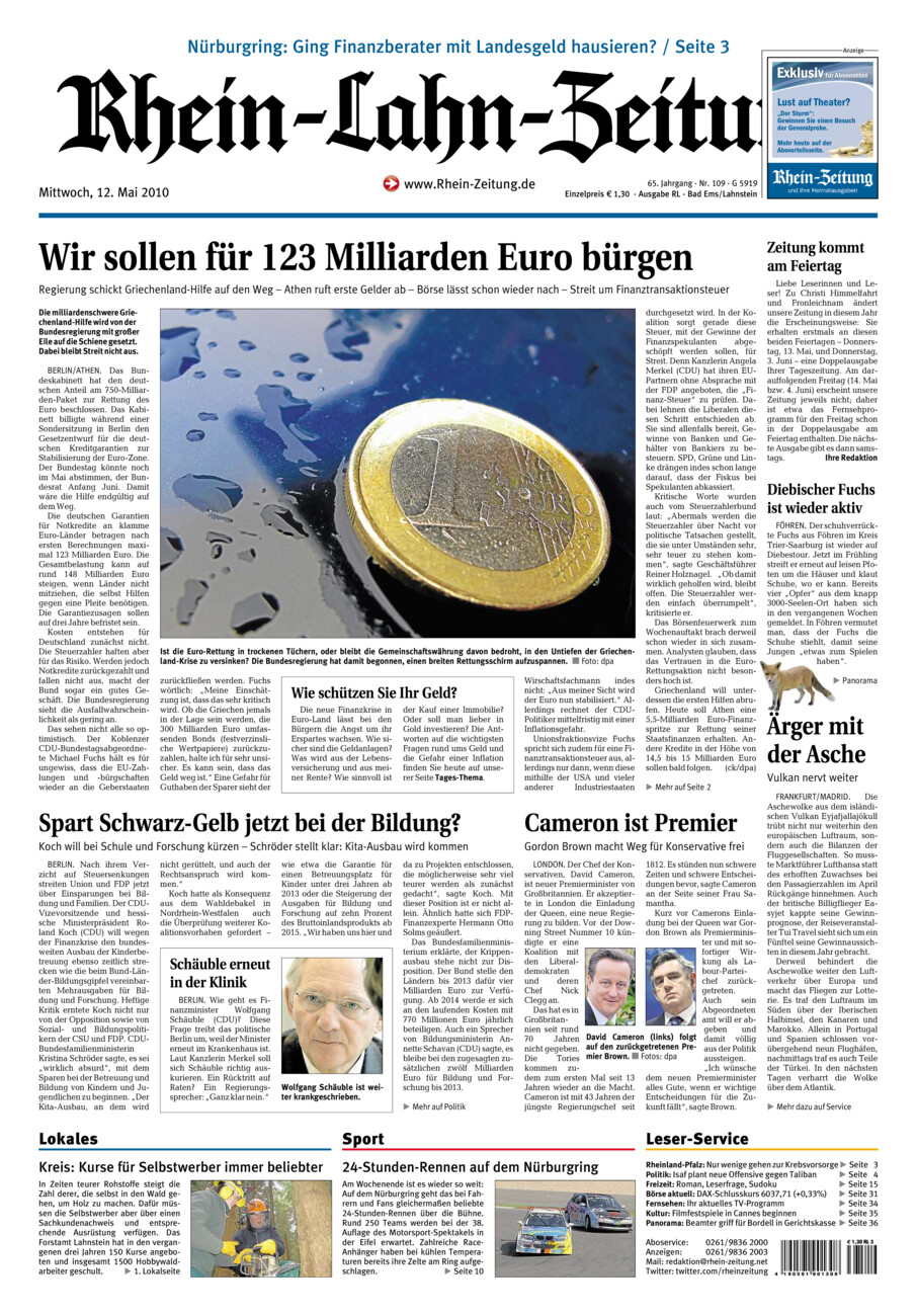 Rhein-Lahn-Zeitung vom Mittwoch, 12.05.2010