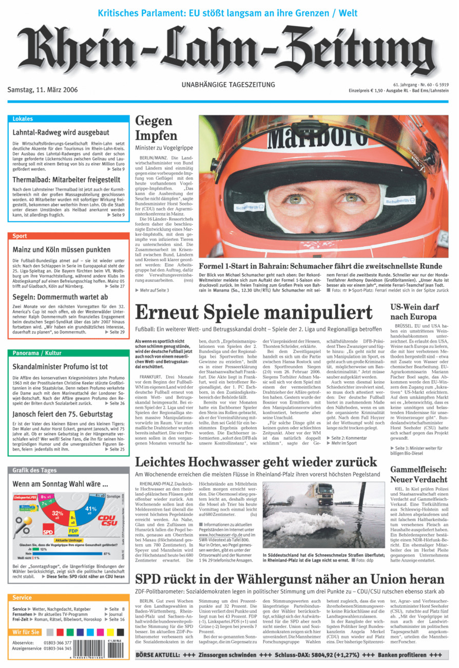 Rhein-Lahn-Zeitung vom Samstag, 11.03.2006