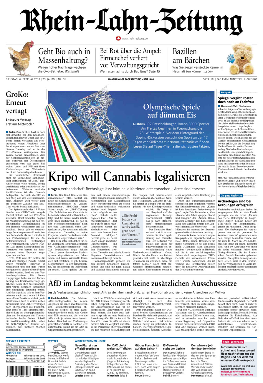 Rhein-Lahn-Zeitung vom Dienstag, 06.02.2018
