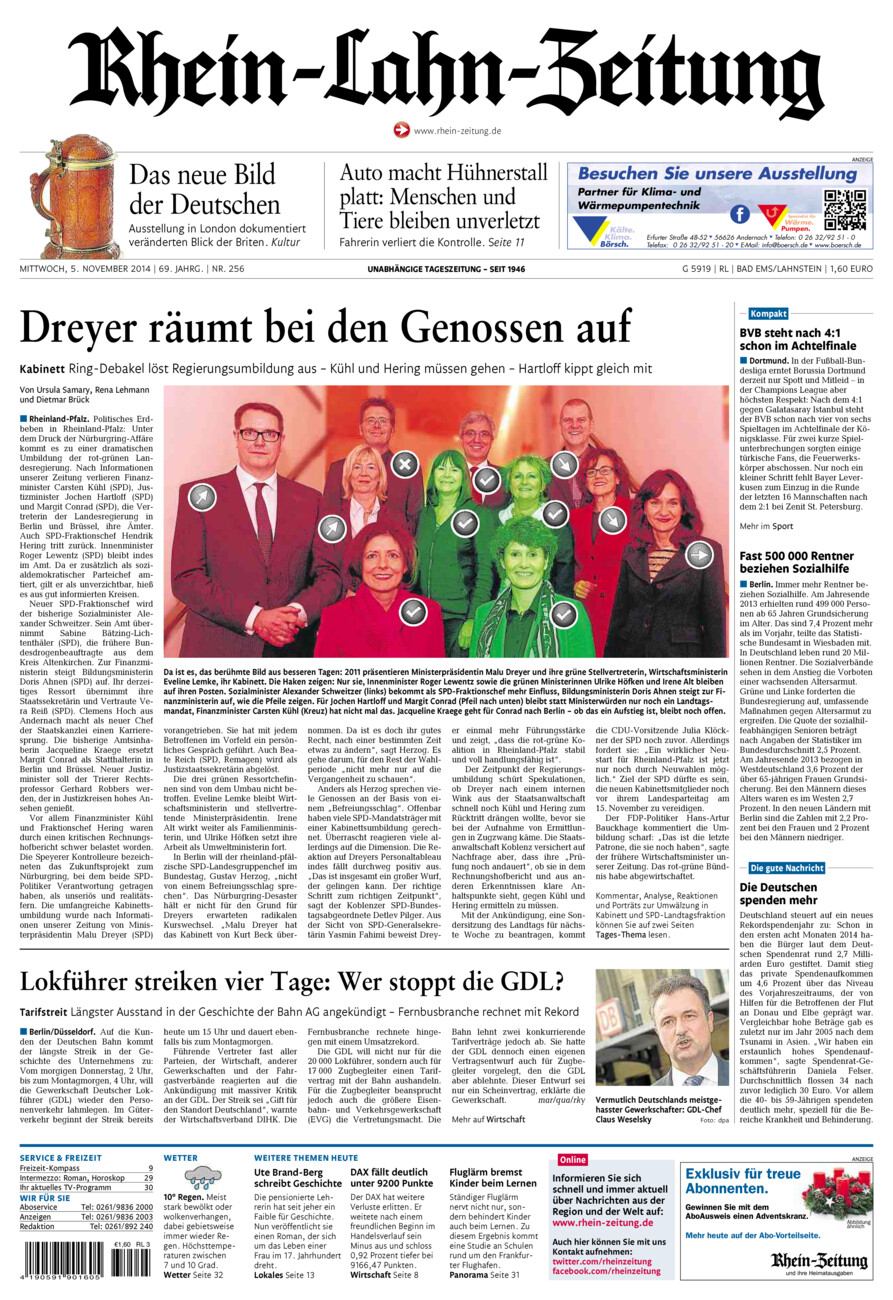 Rhein-Lahn-Zeitung vom Mittwoch, 05.11.2014