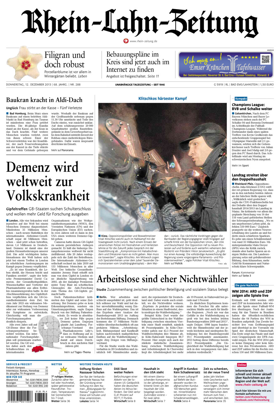 Rhein-Lahn-Zeitung vom Donnerstag, 12.12.2013
