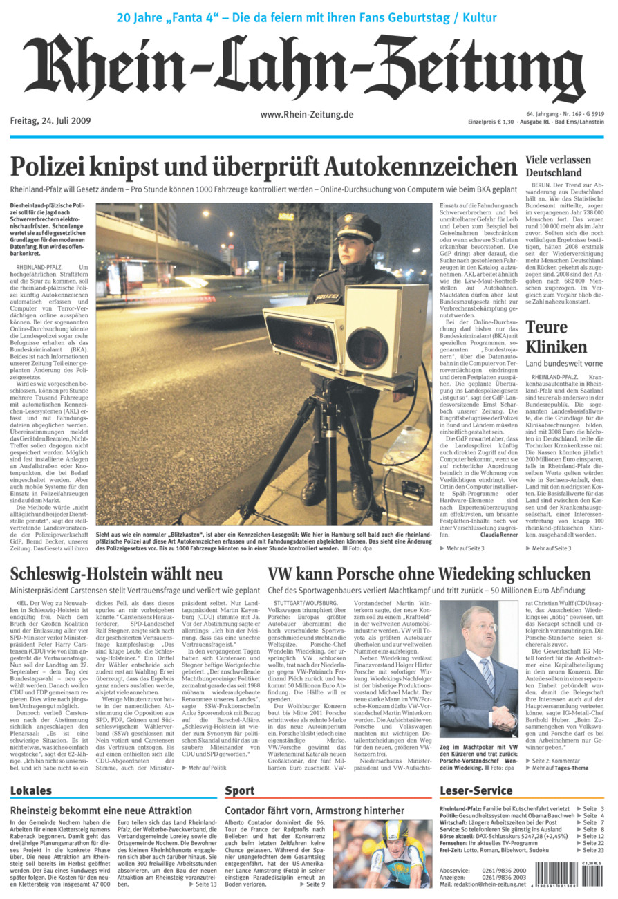 Rhein-Lahn-Zeitung vom Freitag, 24.07.2009