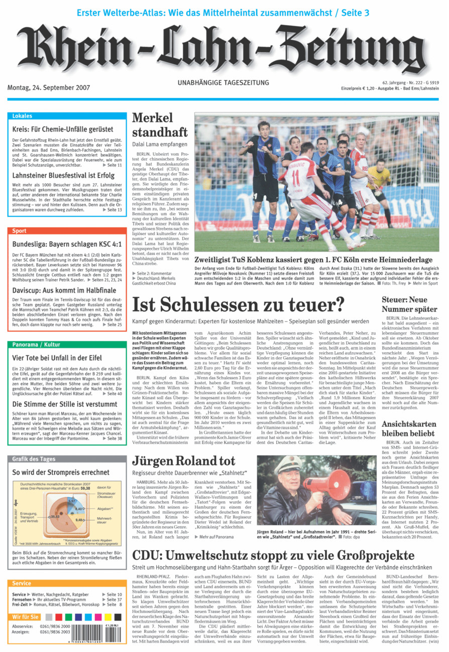 Rhein-Lahn-Zeitung vom Montag, 24.09.2007