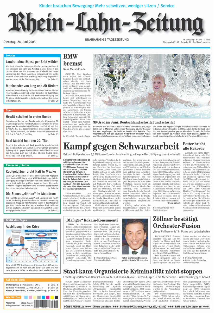 Rhein-Lahn-Zeitung vom Dienstag, 24.06.2003