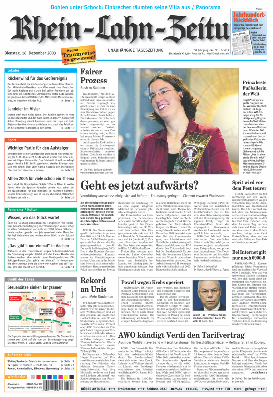 Rhein-Lahn-Zeitung vom Dienstag, 16.12.2003