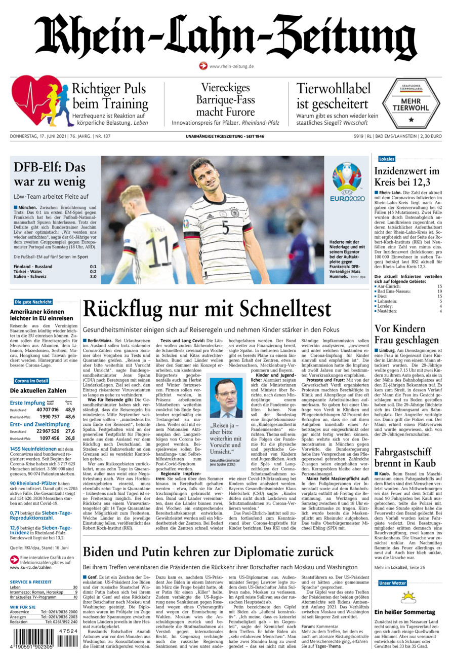 Rhein-Lahn-Zeitung vom Donnerstag, 17.06.2021