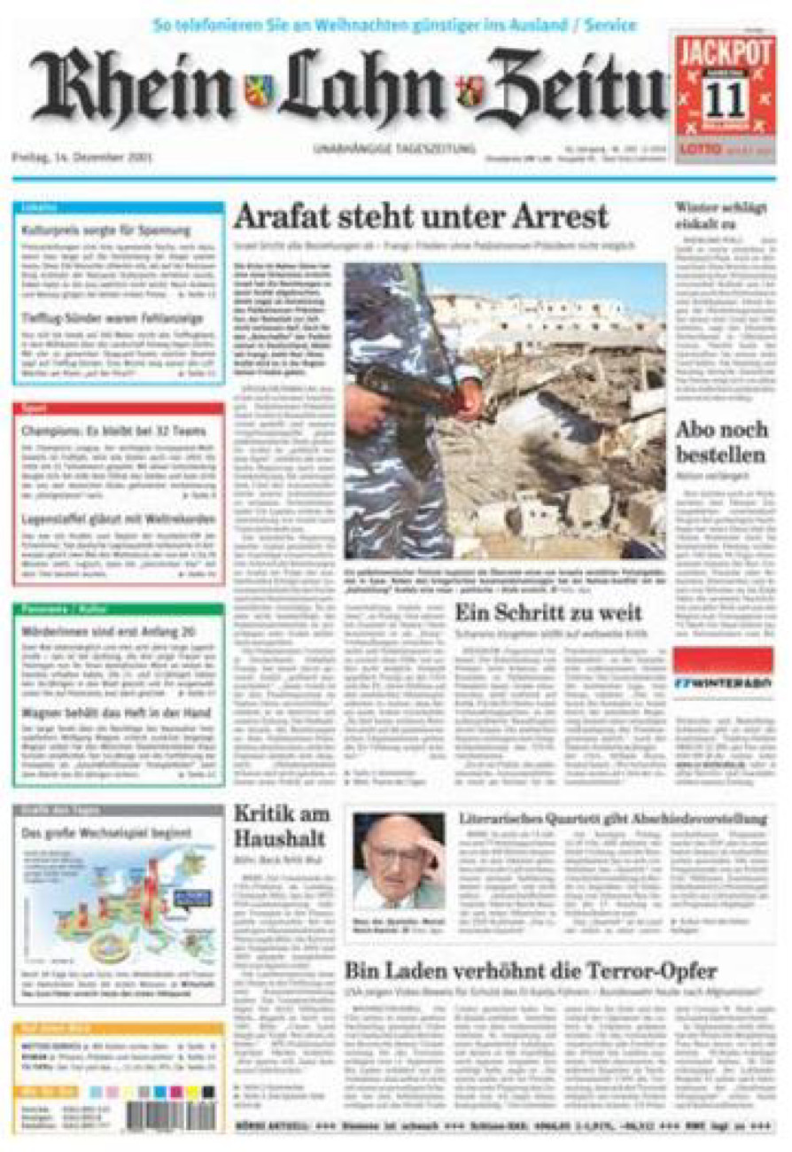 Rhein-Lahn-Zeitung vom Freitag, 14.12.2001