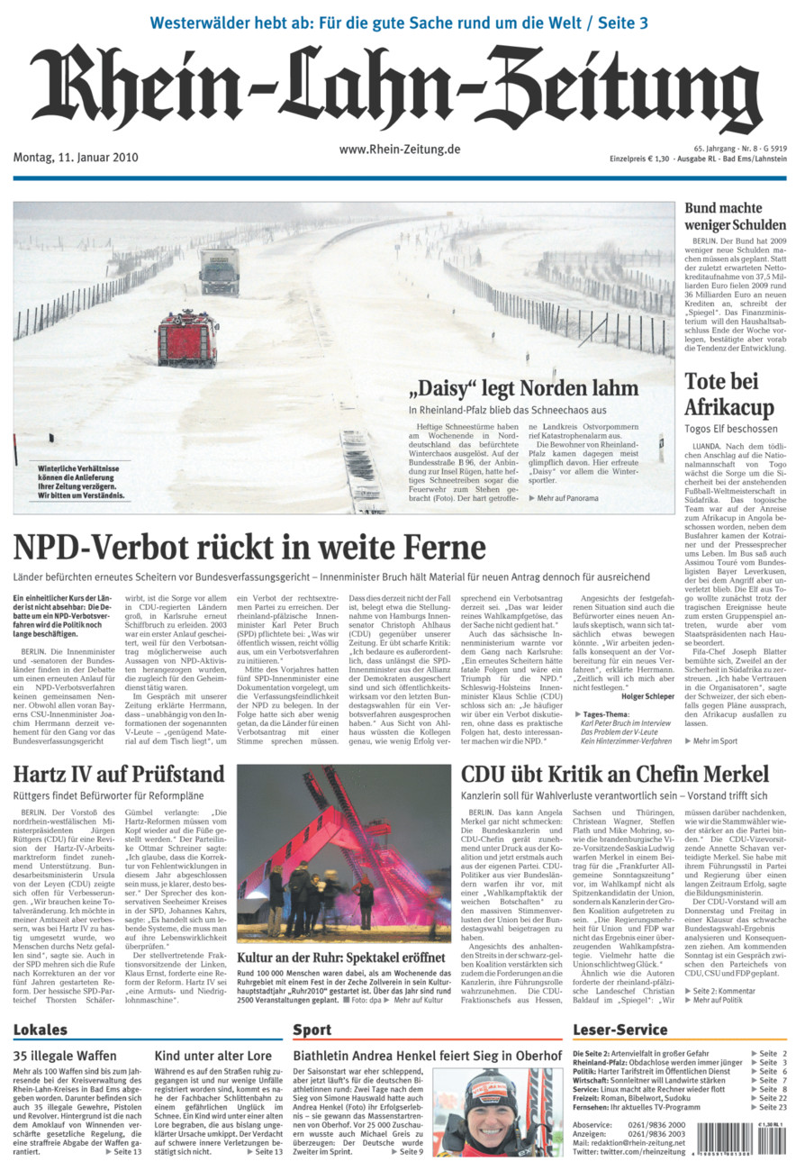Rhein-Lahn-Zeitung vom Montag, 11.01.2010