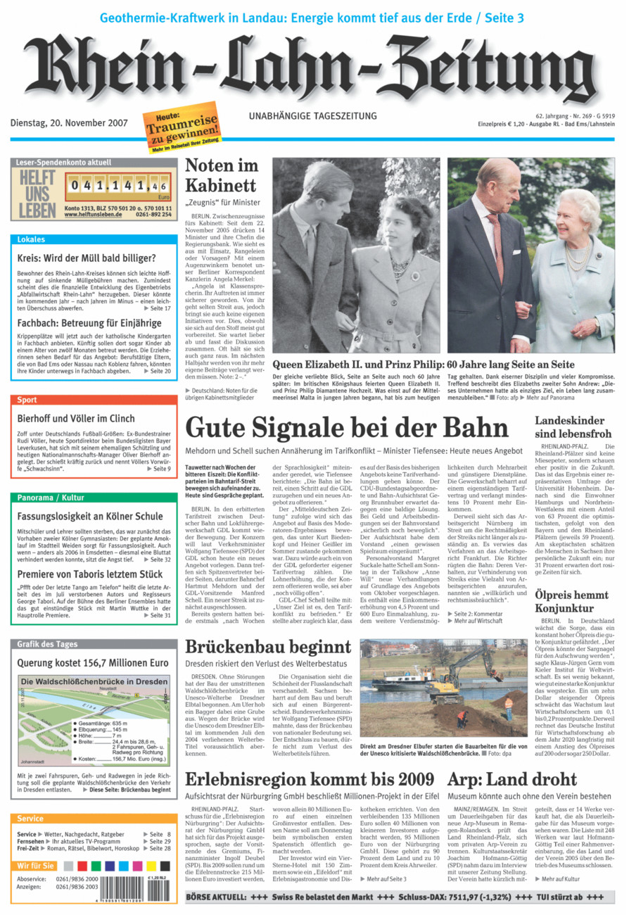 Rhein-Lahn-Zeitung vom Dienstag, 20.11.2007