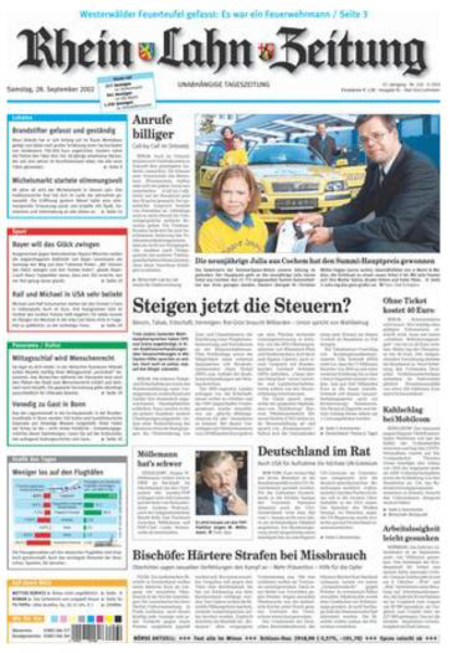 Rhein-Lahn-Zeitung vom Samstag, 28.09.2002