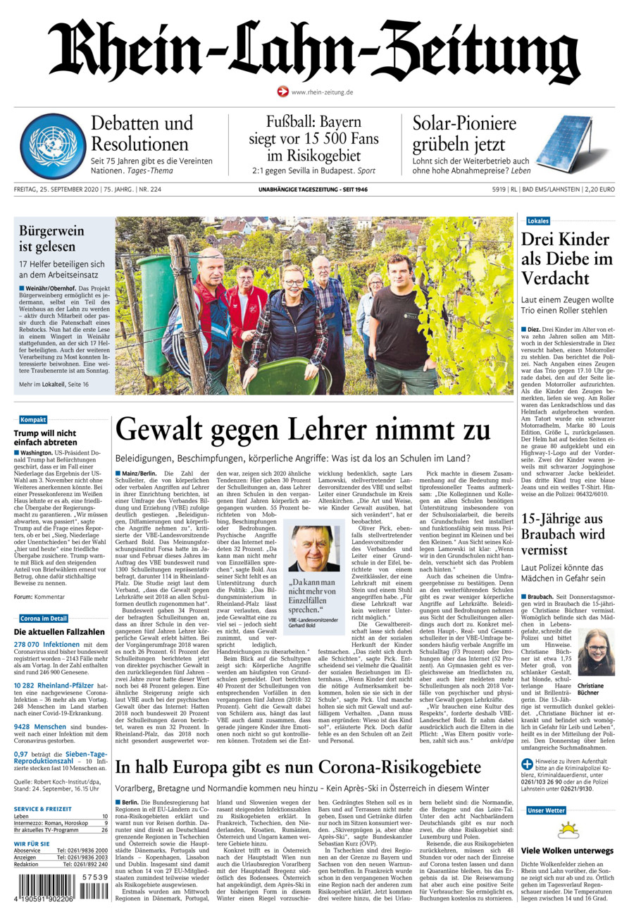 Rhein-Lahn-Zeitung vom Freitag, 25.09.2020