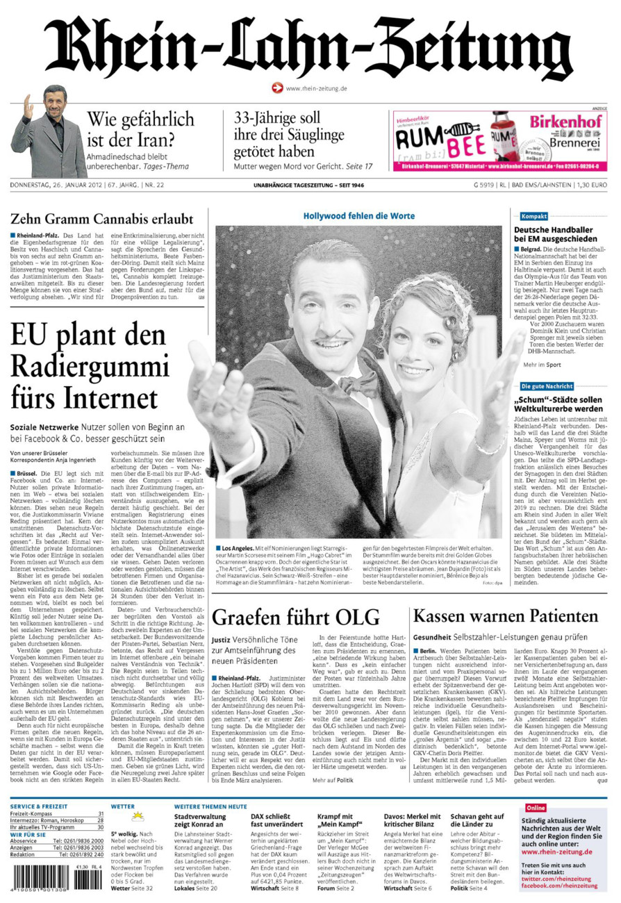 Rhein-Lahn-Zeitung vom Donnerstag, 26.01.2012