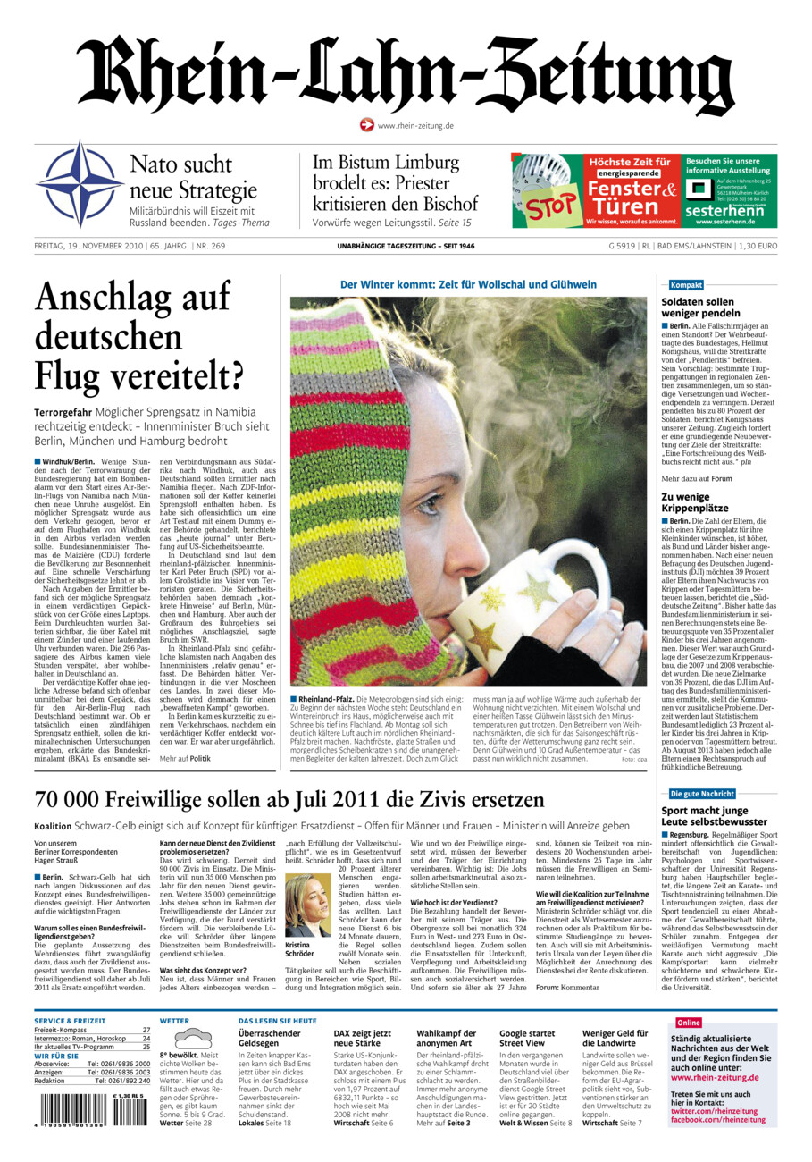 Rhein-Lahn-Zeitung vom Freitag, 19.11.2010